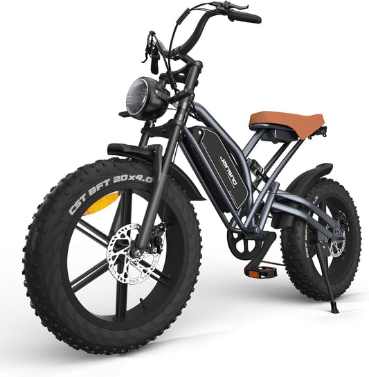 JANSNO Bicicletta Elettrica 20″ x 4.0 Fat Tire, 7 Velocità Bici Elettrica, Freni a Disco Meccanici Anteriori e Posteriori, E-Bike per Adulti, Batteria Rimovibile 48V 14/17Ah
