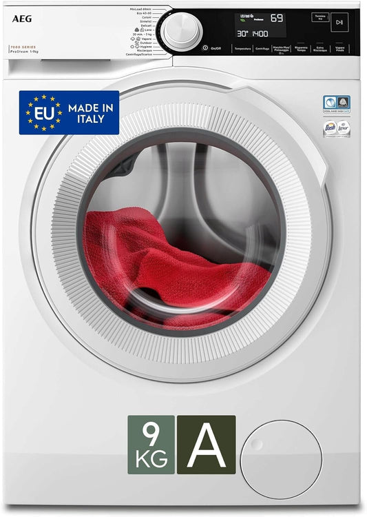 AEG ProSteam Serie 7000 – Lavadora frontal LR7D94GW, 9 kg, clase A, PreciseWash y Vapore Refresh, blanca