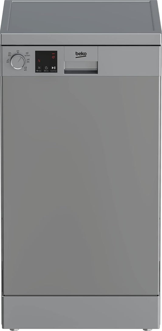 Beko DVS05024S – Lavavajillas Slim (plata, 44,8x60x85 cm) + MOC201103S Microondas digital (20 L, 700 W, plata, 45,2x32,5x26,2 cm)