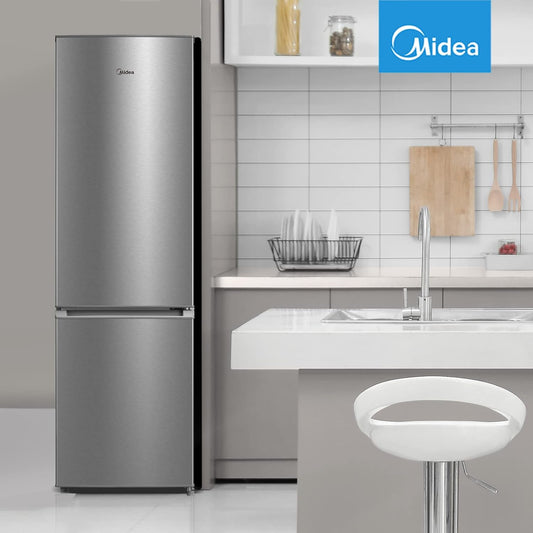 Midea MERB276FGE02A Frigorifero con Congelatori da incasso 270 L, Total Nofrost, 219kWh/annum, 54.5×62.5x180cm, Termostato Regolabile, Inox