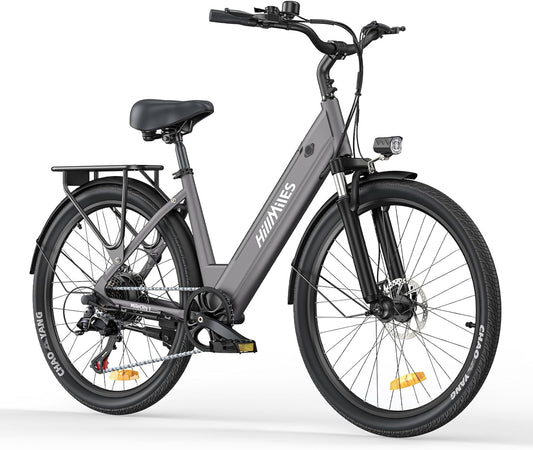 HillMiles – Bicicleta eléctrica de 26" para adultos, 7 velocidades, batería extraíble 36V 13Ah, 25 km/h, autonomía 80-100 km, impermeable IP65