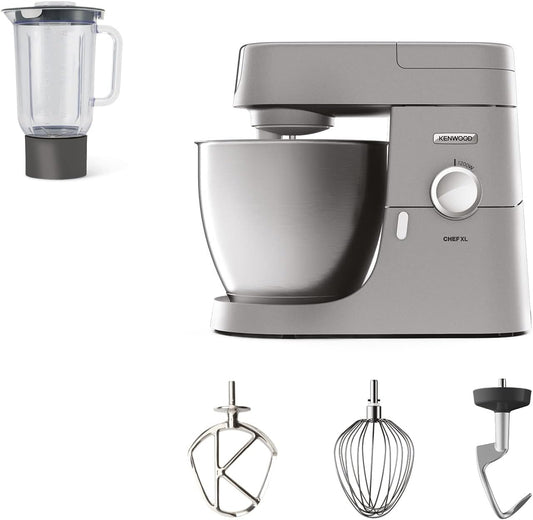 Kenwood KVL4110S Chef XL – Amasadora planetaria con bol de 6,7L, 3 ganchos y batidora, 1200W, personalizable, plateada