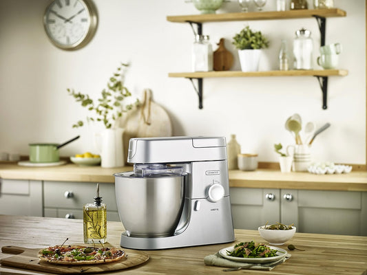 Kenwood KVL4110S Chef XL – Amasadora planetaria con bol de 6,7L, 3 ganchos y batidora, 1200W, personalizable, plateada