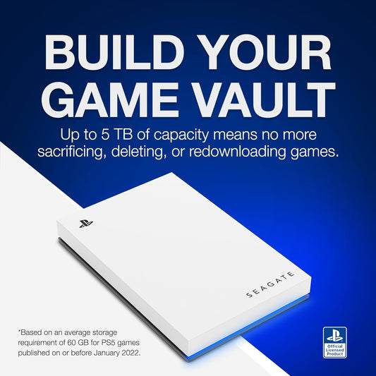 Seagate Game Drive för PS4/PS5 2TB, Extern HDD, USB 3.0, Officiellt Licensierad, Blå LED, inkl. 2 veckor PlayStation+ (STLV2000202)