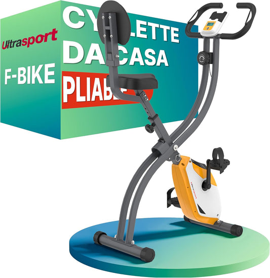 Ultrasport F-Bike – Bicicleta estática plegable para casa, hasta 130 kg, sillín extra cómodo